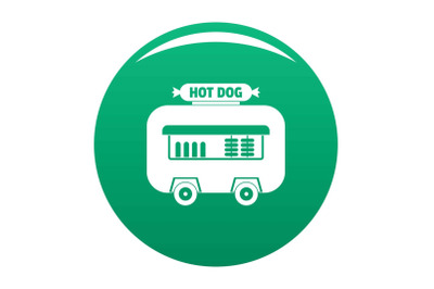 Hot dog shop trailer icon vector green