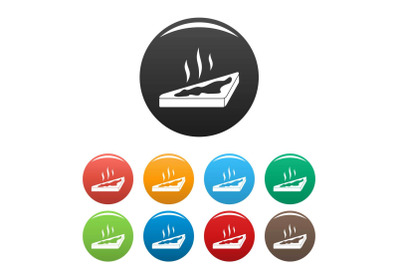Hot butter of bread icons set color