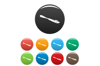 Butter on knife icons set color