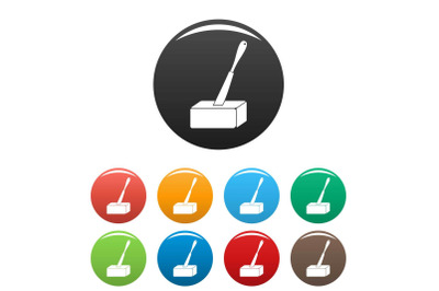 Knife in butter icons set color
