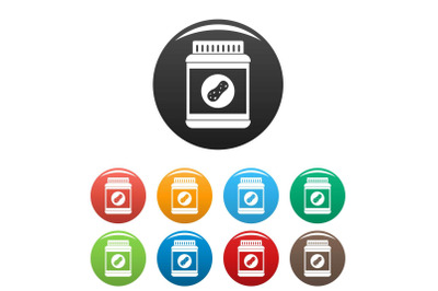 Butter jar icons set color