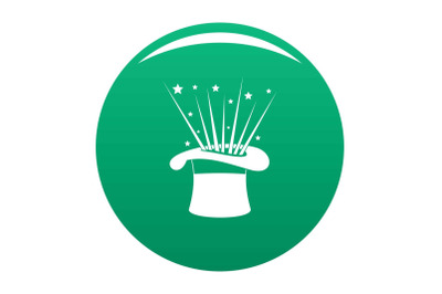 Hat and firework icon vector green