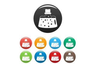 Boiling flask icons set color