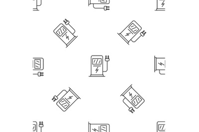 Electric car recharge station pattern seamless vector