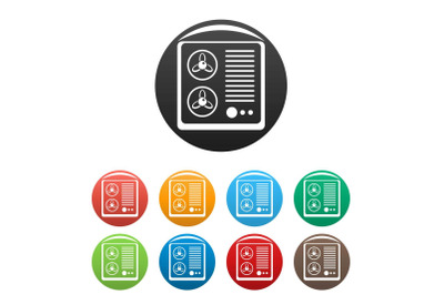 Double fan conditioner icons set color