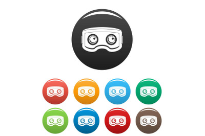 Vr glasses icons set color