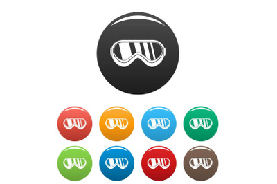Protect goggles icons set color