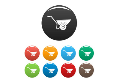 Wheelbarrow icons set color
