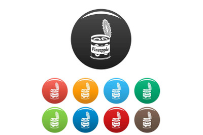Pineapple tin can icons set color