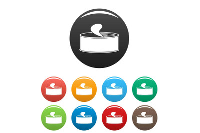 Open tin can icons set color