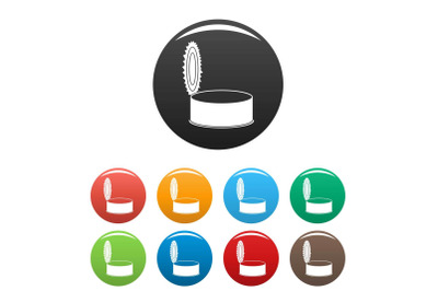 Open silver tin can icons set color