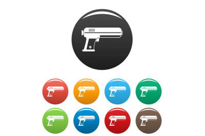 Toy water gun icons set color