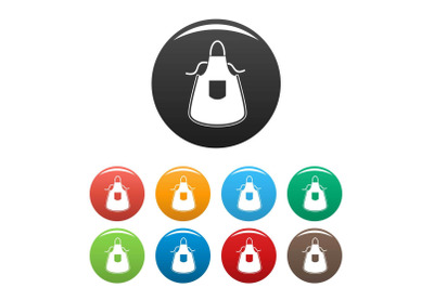 Kitchen apron icons set color