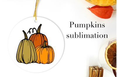 Autumn Pumpkins, orange, yellow and green sublimation png