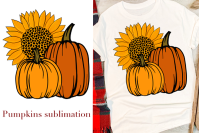 Autumn Pumpkins with sunflower sublimation png file, print