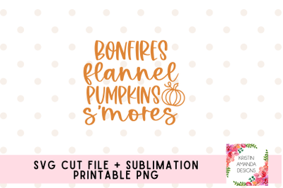 Bonfire Flannel S&#039;mores Fall Svg Cut File PNG