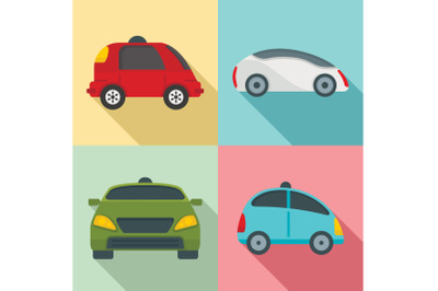 Driverless icon set, flat style