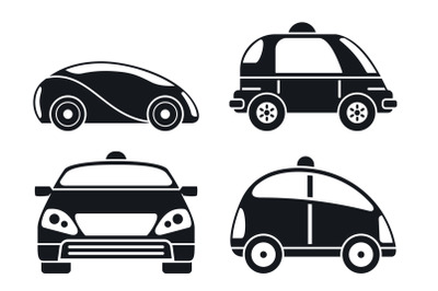 Driverless car icon set, simple style