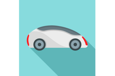 Futuristic driverless car icon, flat style