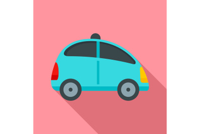 City self driving car icon, flat style