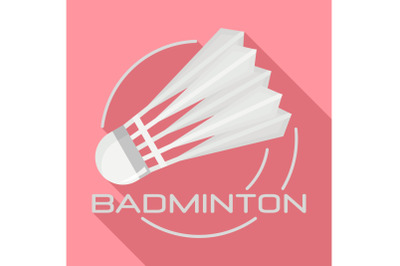 White badminton shuttlecock logo, flat style