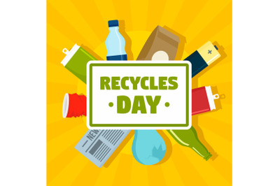 Recycles day concept background, flat style