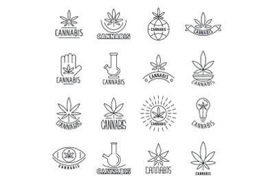 Cannabis logo set, outline style