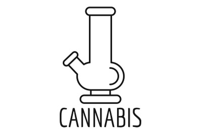 Cannabis glass bong logo, outline style