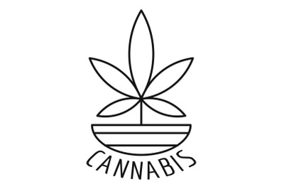 Cannabis plant logo, outline style