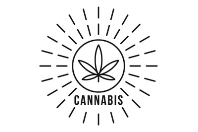 Cannabis on sun logo, outline style