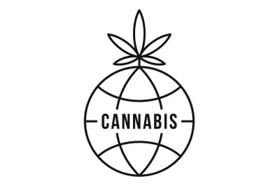 Global cannabis logo, outline style