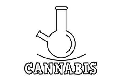 Cannabis smoking flask logo, outline style