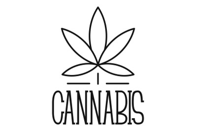 Cannabis leaf logo, outline style