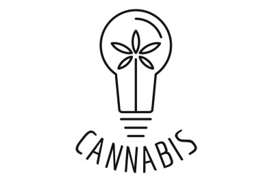 Cannabis bulb logo, outline style