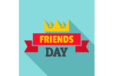 Crown friends day logo, flat style