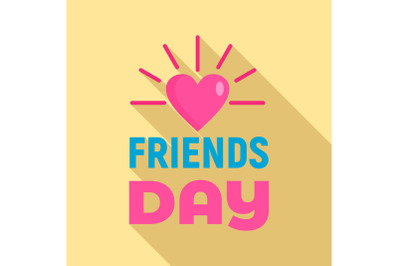 Sunny heart friends day logo, flat style