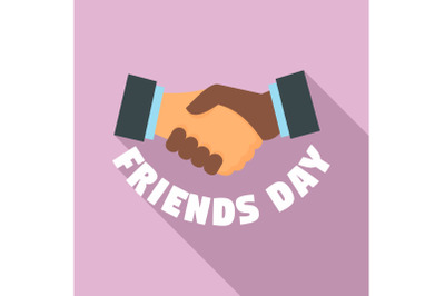 Handshake friends day logo, flat style