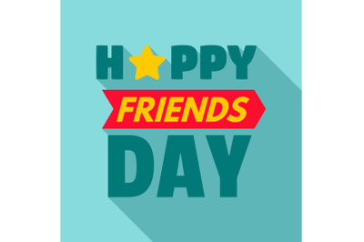 Happy star friend day logo, flat style
