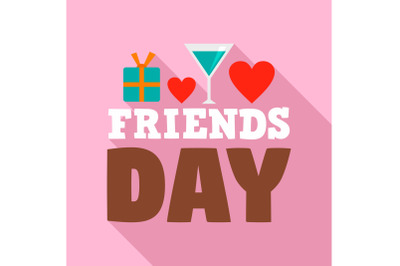 Friends day logo, flat style