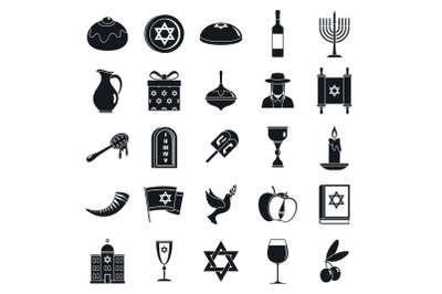 Hanukkah menorah icon set, simple style