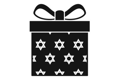 Jewish gift box icon, simple style