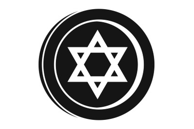 Jewish star coin icon, simple style