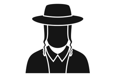 Jewish man face icon, simple style