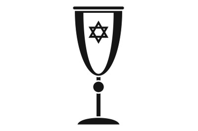 Jewish silver cup icon, simple style