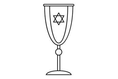 Jewish silver cup icon, outline style