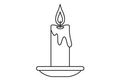 Burning candle icon, outline style