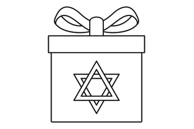 Jewish gift box icon, outline style
