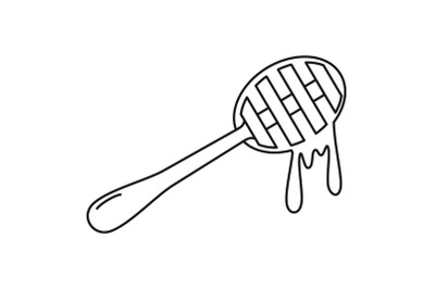 Wood honey spoon icon, outline style