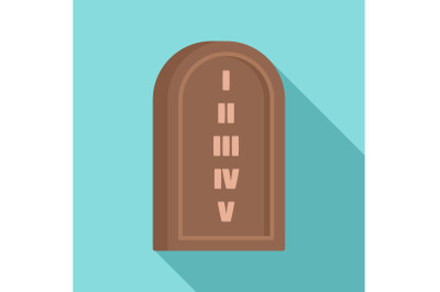 Jewish stone tablet icon, flat style