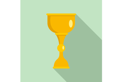 Gold jewish cup icon, flat style